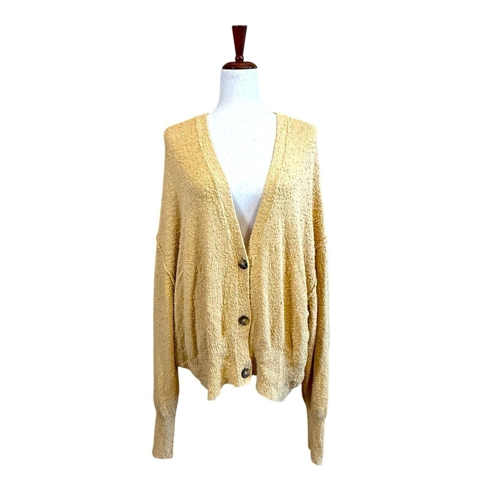 Free People Found My Friend Textured Cardigan Sweater in Camel Size L #1701 - Picture 3 of 7